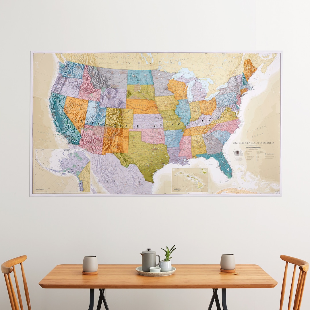 XXL Classic USA Wall Map Map Of The USA Poster Front Lamination 46 X 80 Il 1080xN.4247418613 Cl48 