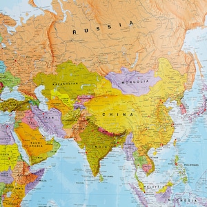Political World Map with Flags Poster - home, wall hanging, push pin map, living room, bedroom, home decor, map poster, study, FREE Shipping image 6
