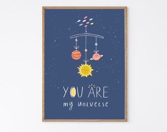 You Are My Universe, PRINTABLE Space Wall Art, DIGITAL DOWNLOAD, Space Nursery, Space Kids Poster, Kids Room Wall Art, Kids Room Poster