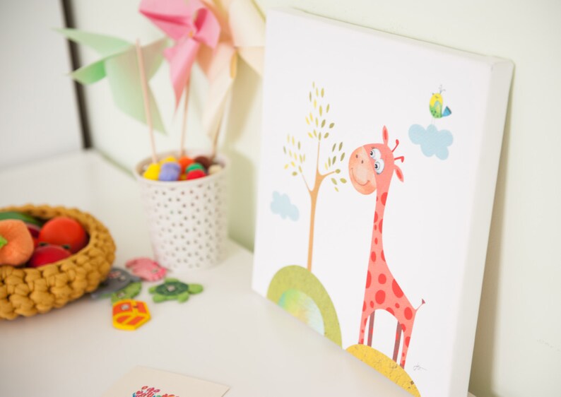 Nursery canvas art baby room decor animal canvas giraffe Etsy