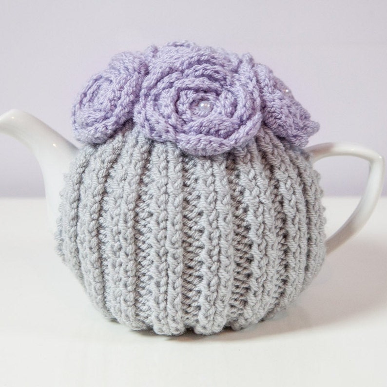 Grey Hand Knit Tea Cozy Medium Teapot Cover Etsy