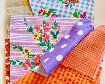 Vintage fabric pieces,sewing,stitching,slow sewing,sewing projects,card making,hand sewing,preloved fabric,recycled fabric,journaling,scraps
