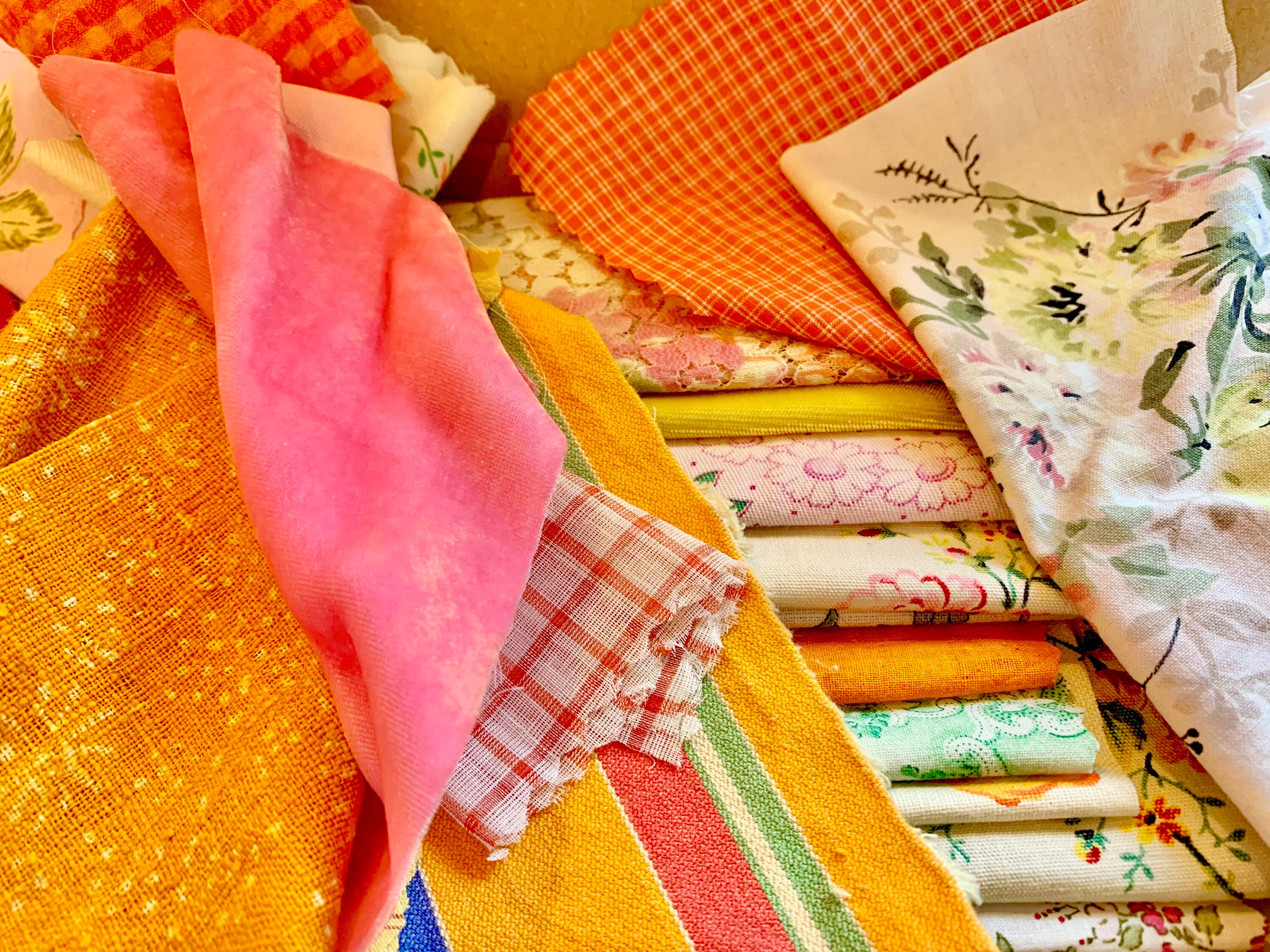 Vintage Fabric Scraps for Sewing Creative Stitching Slow Etsy