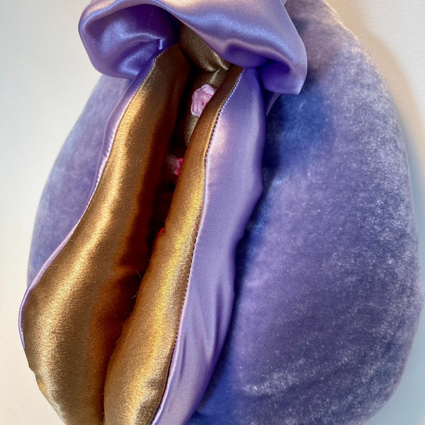 Wondrous Vulva Puppet -Anatomical Vulva Puppet Violet Silk Velvet