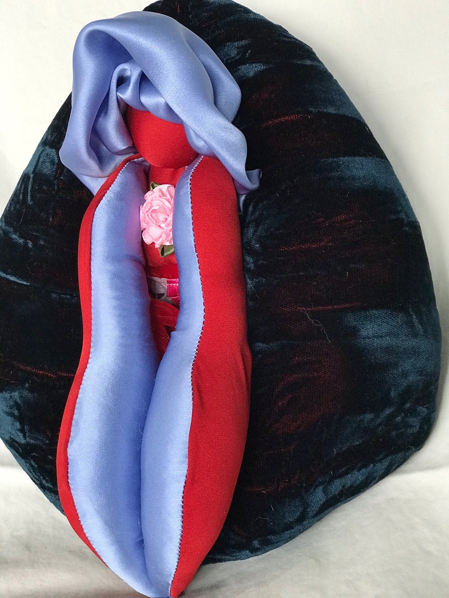 Vagina Pillow Yoni Puppet Vulva Pillow Blue Silk Velvet Etsy