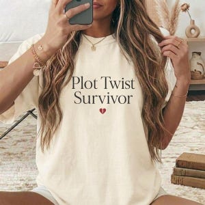 Plot Twist Survivor Shirt, Cozy Book Lover Gift Graphic Tee, Bookish Reading Shirt for Bookworms, Aesthetic Literary Top