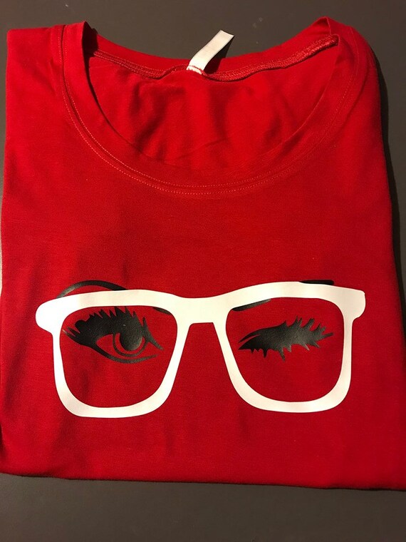 Chic Nerd Cute Winking Glasses Tshirt Women And Children Etsy - cute free roblox glasses