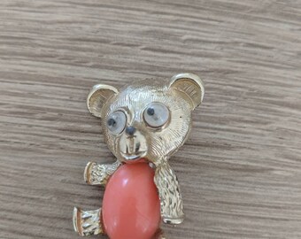 Silly Googly Eyed Bear Brooch Pin