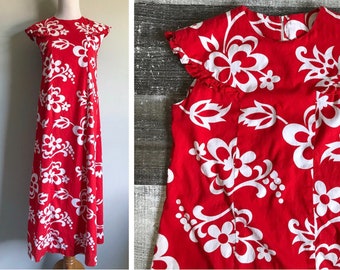 red and white hawaiian dress