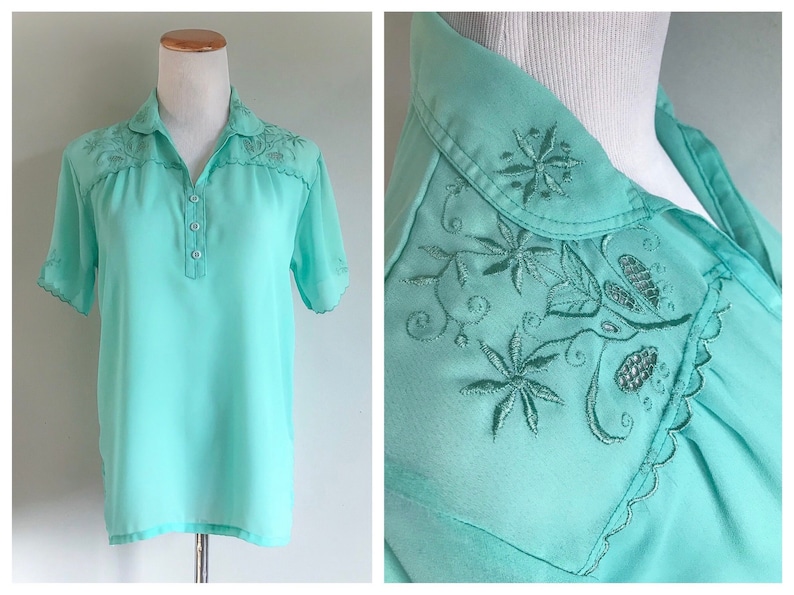 aqua green blouse