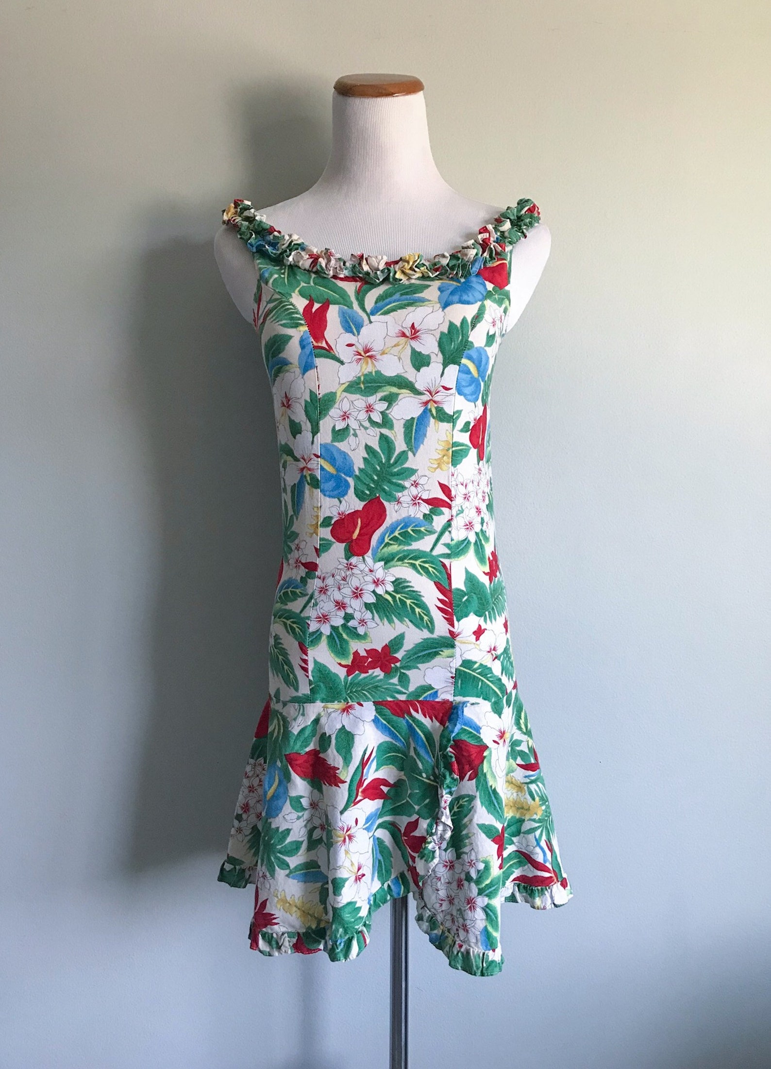 Vintage Hawaiian Dress Tropical Print Pinup Dress Luau Tiki - Etsy