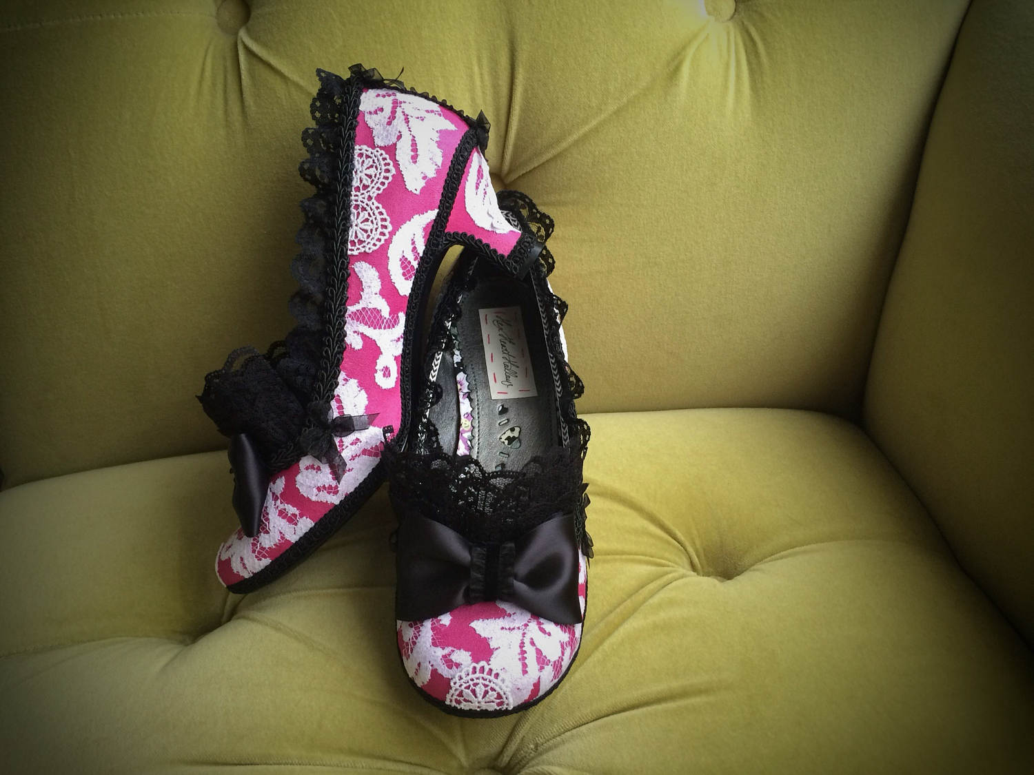Kawaii Shoes Black Lace Ruffle \u0026 Bow 