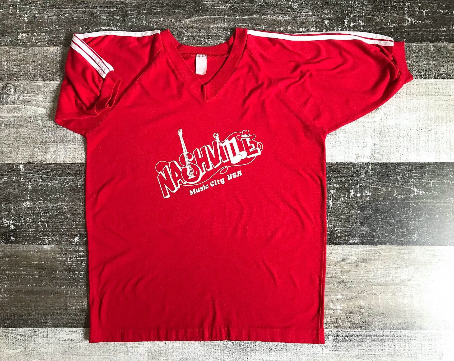 Vintage 1970's Nashville Tshirt Retro Graphic Tee Red Etsy