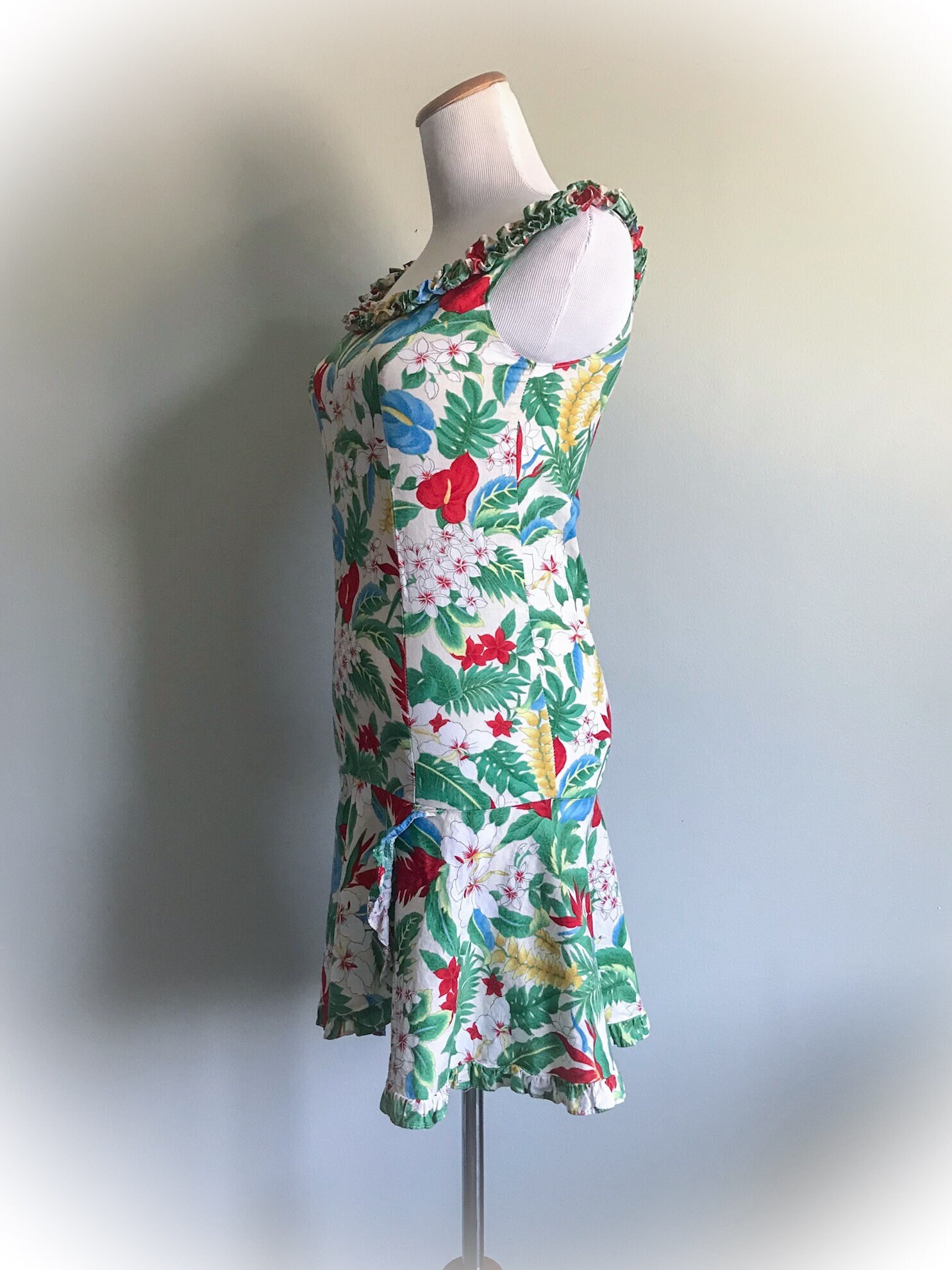 Vintage Hawaiian Dress Tropical Print Pinup Dress Luau Tiki | Etsy