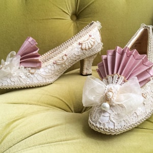 Marie Antoinette Costume Shoes Wedding Heels Ivory Lace Dusty - Etsy