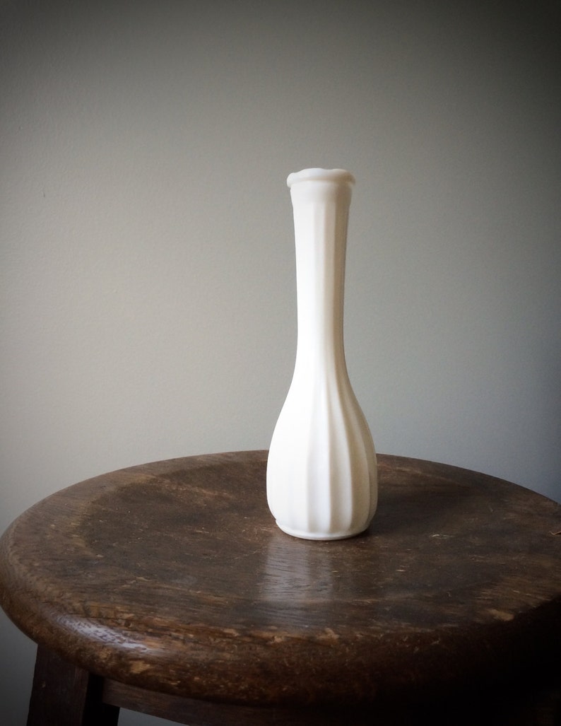 Vintage Milk Glass Vase Collectible Glassware Fluted White Etsy
