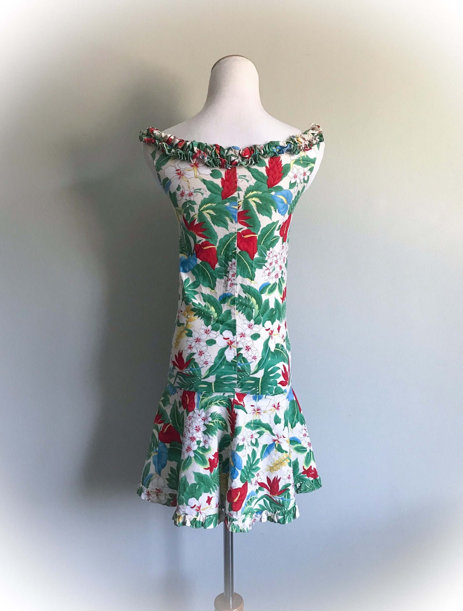 Vintage Hawaiian Dress Tropical Print Pinup Dress Luau Tiki | Etsy