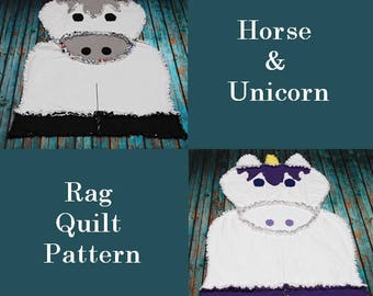 Horse & Unicorn Rag Quilt Pattern