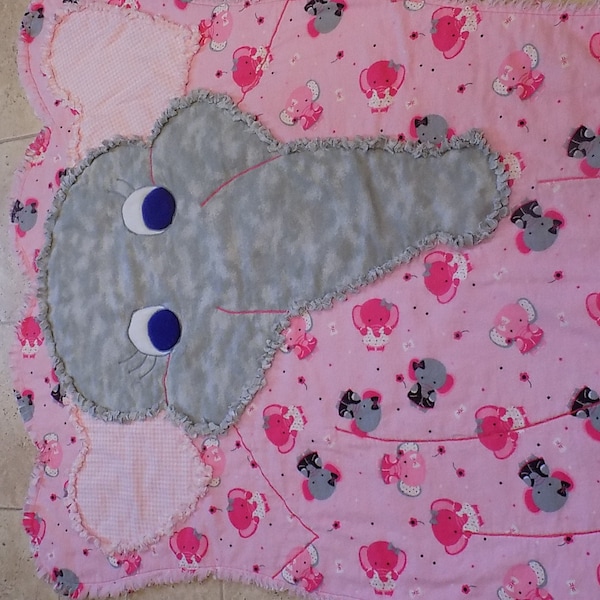 Emelia the Elephant Rag Quilt RTS  -  Free Quilting