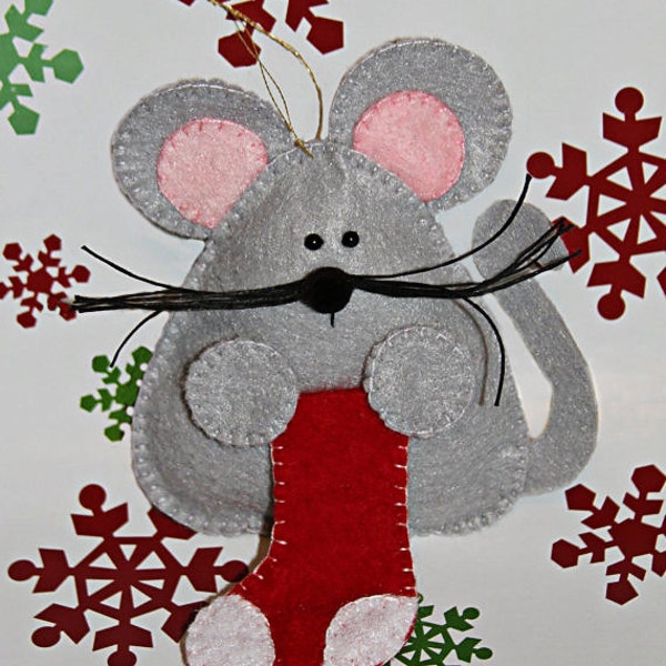 Felt Christmas Mouse Ornament Pattern -- INSTANT DOWNLOAD