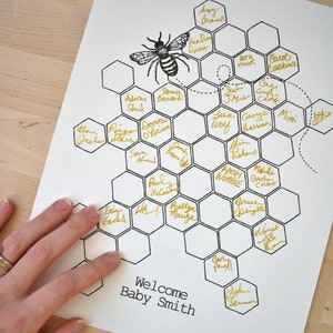 Bee Themed Baby Shower Guest Book Alternative, 8.5x11 Digital Download