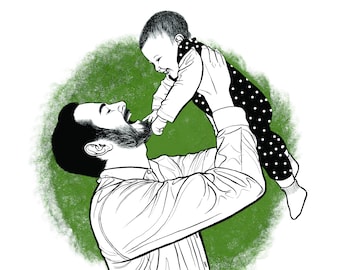 Custom Hand-Drawn Family Portrait, Personalized Illustration, Wedding Gift