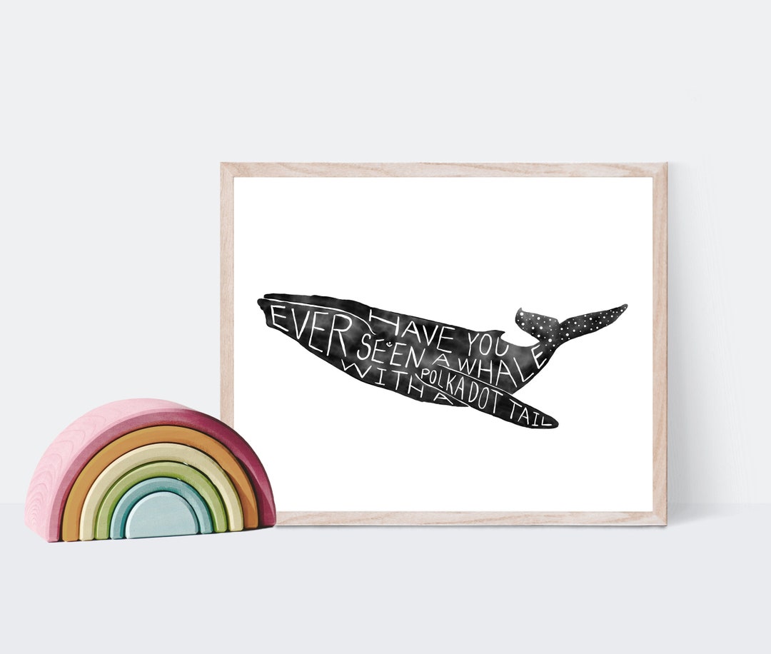 Whale With A Polkadot Tail, Nursery Decor, Fine Art Print