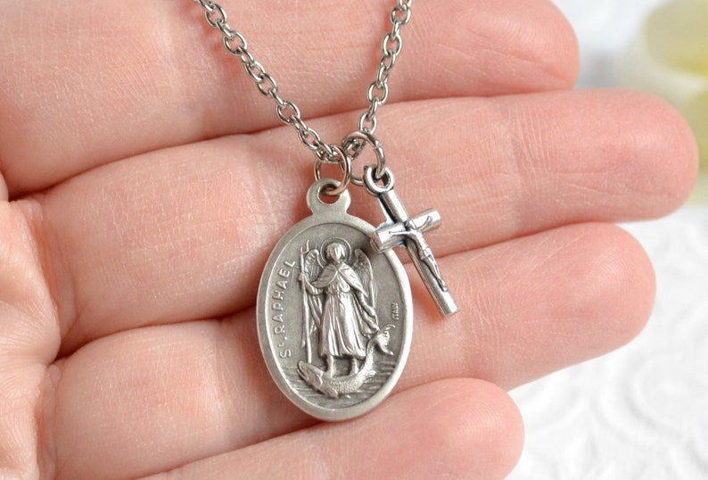 SAINT RAPHAEL Necklace/Archangel Raphael Necklace/Catholic Etsy