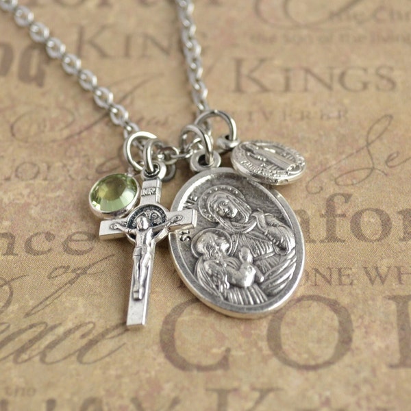 SAINT ANNE Necklace/Saint Benedict Necklace/Catholic Gifts/Protection Necklace/Catholic Necklace/St Anne/Patron Saint of Grandmothers
