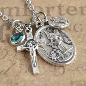 GUARDIAN ANGEL Necklace/Saint Benedict Necklace/Catholic Gifts/Protection Necklace/Patron Saint/Catholic Necklace