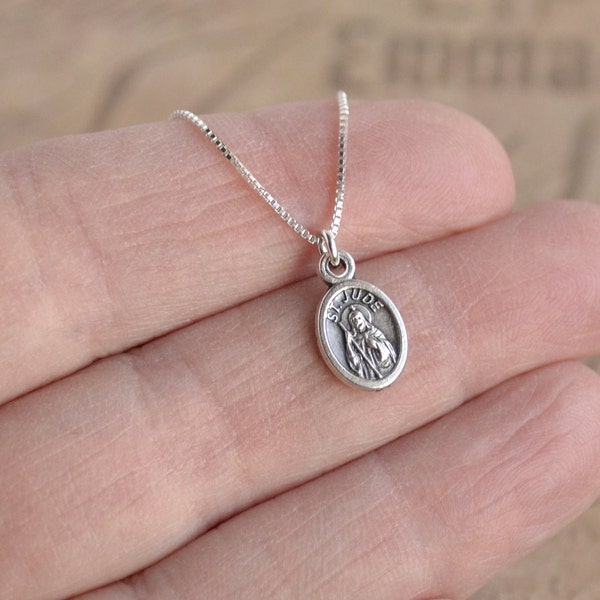 TINY SAINT JUDE Medal Necklace/Small St Jude Medal Necklace/Catholic Gifts/Confirmation/Devotional Gifts/Saint of Hope