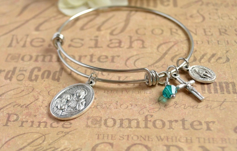 Ann Bangle Bracelet St Patron Saint Anne Confirmation Gift