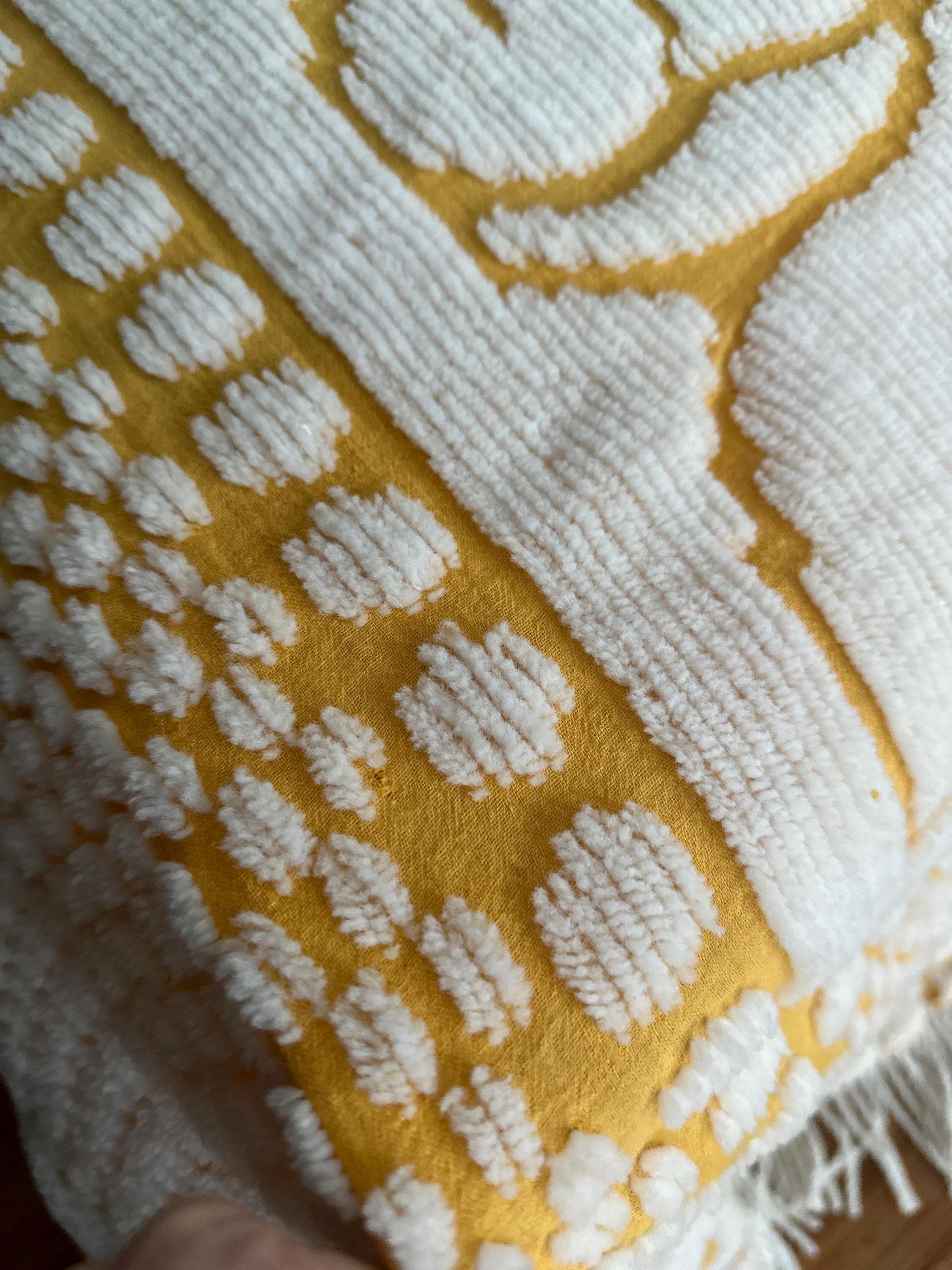 Chenille Pom Blanket Mustard