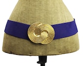 Nan Lewis Purple Cinch Belt with Gold Circle Buckle, Purple and Gold Belt, Purple and Gold Cinch Belt, Purple Belt