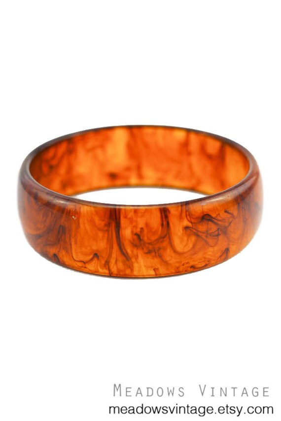 Chunky Rootbeer Bakelite Bangle Bracelet, Wide Roo