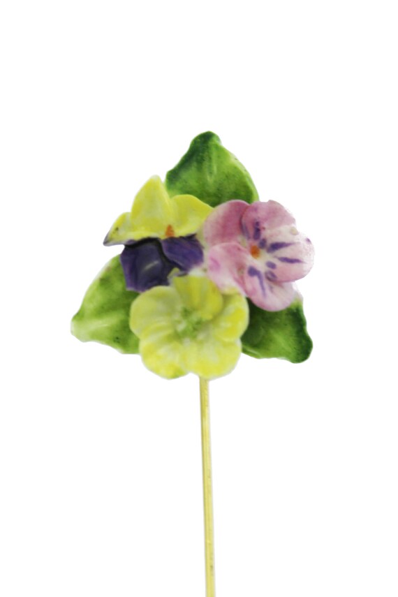 Vintage Porcelain Flower Brooch, Porcelain Pansy S