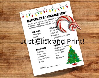Christmas Scavenger Hunt | Printable | Activity | Party Game | Digital Download