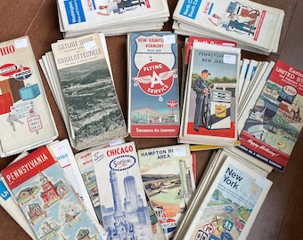 Vintage Road Maps: 1950s-1990s - paper ephemera for display, scrapbooking, crafting, etc. Choose your state