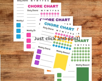 Kids Chore Chart Bundle: Daily & Weekly Tracker (Printable PDF)