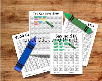 Money Challenge Bundle | Savings Tracker | Financial Goal Planner | Printable, Download | Four Designs