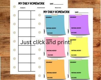 Homework Planner Bundle | Tracker | Printable | Digital Download | TWO Designs