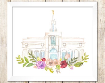 Bountiful, Utah Temple aquarelle téléchargement numérique