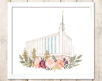 Manhattan LDS Temple Watercolor Print