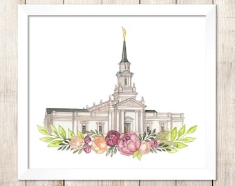 Hartford Connecticut LDS tempel aquarel digitale download
