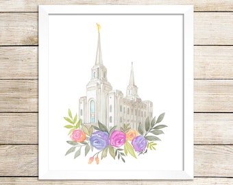 Brigham City, Utah LDS Temple Aquarelle Téléchargement numérique