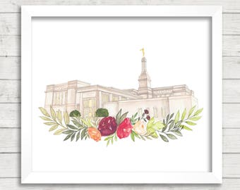 Anchorage, Alaska LDS Temple Aquarelle Téléchargement numérique