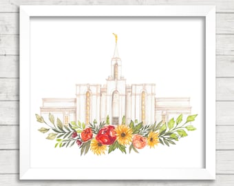 Bountiful, Utah LDS Watercolor Temple Digital Download