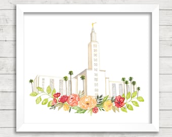Los Angeles, California LDS Temple Watercolor Digital Download