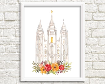 Salt Lake City LDS Watercolor Temple Digital Download