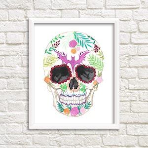 Sugar Skull Watercolor Digital Download